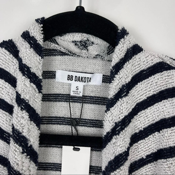 NEW BB Dakota Just Your Stripe French Terry Knit Open Front Cardigan Size Small - Picture 5 of 11